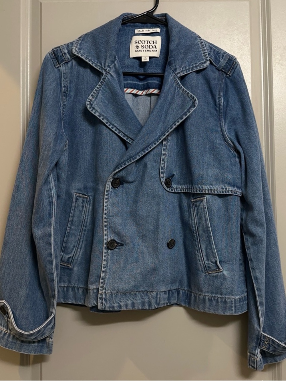 Scotch & Soda Blue Denim Double-Breasted Jacket